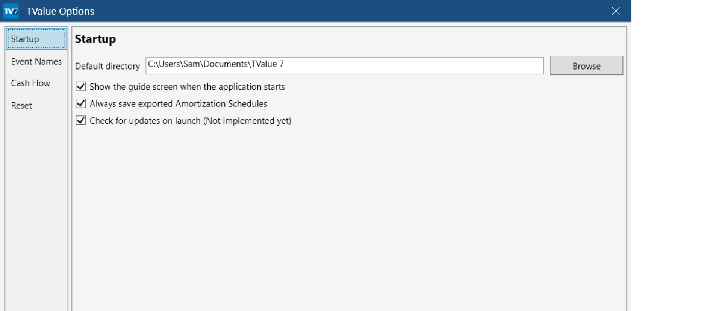 TValue Options Startup